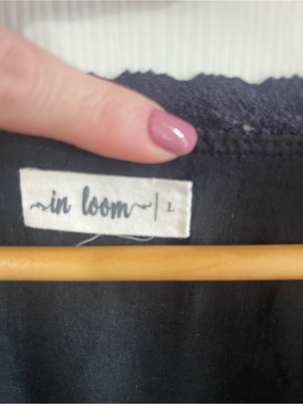 In Loom Dress Womens Large Homestead Cross Stitch Navy Ruffle Cottagecore - Picture 8 of 11